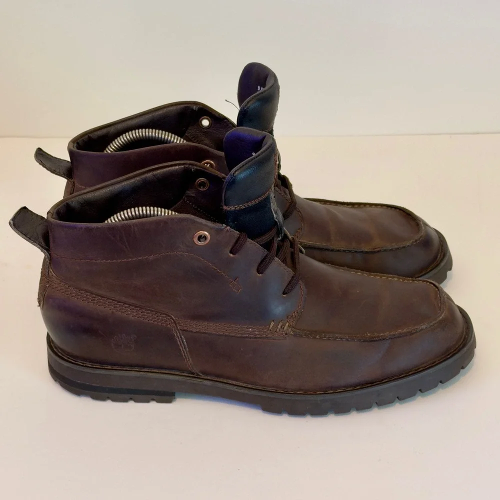 Timberland Grantly Mens Brown Leather Moc Toe Chukka Boots 54568 Size 9.5 M